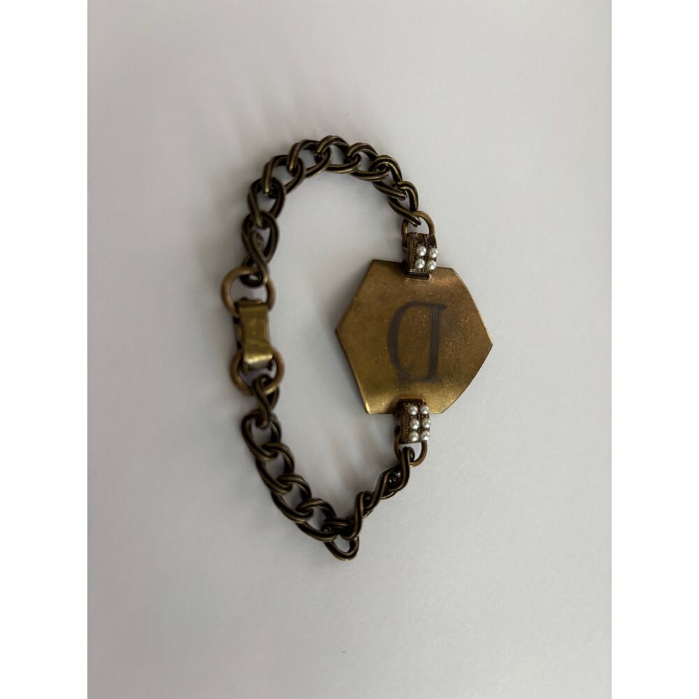 Vintage Brass Tone Bracelet Monogrammed